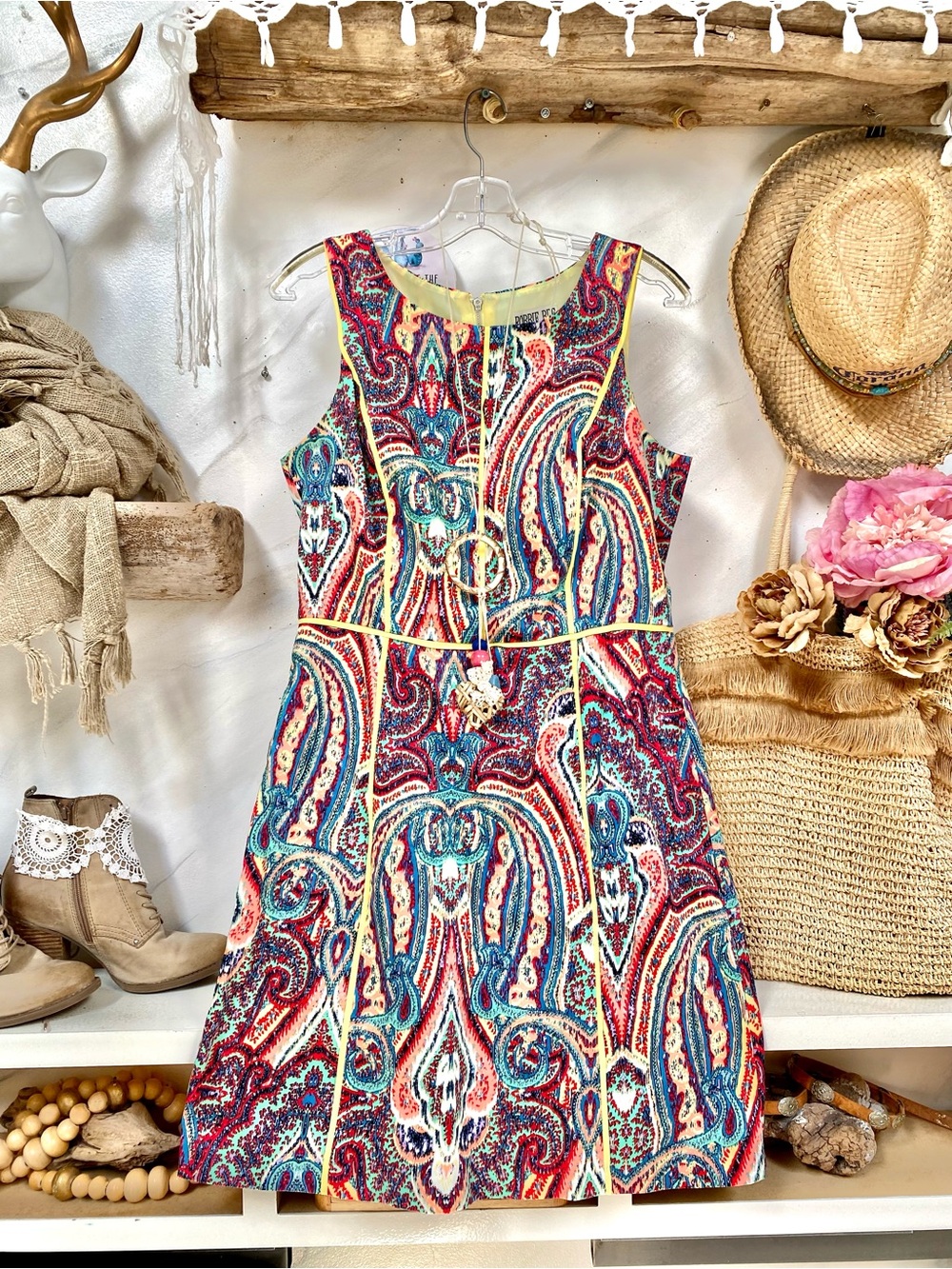 Enchanting paisley floral boho dress w shabby chic resort vacay vibe